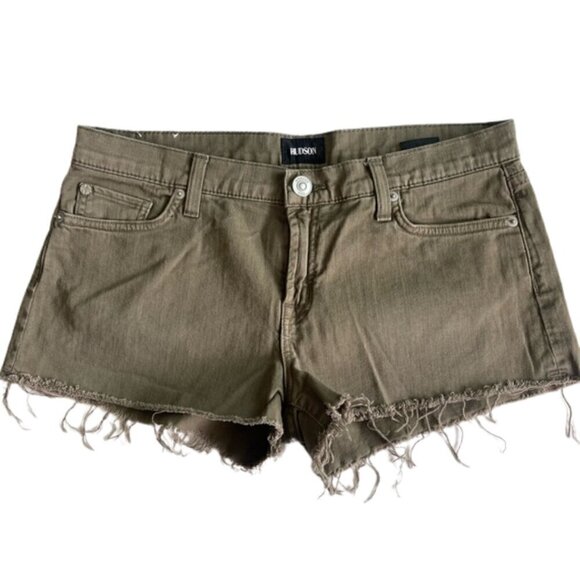 Hudson Jeans Pants - Hudson Jeans Women's Olive Army Green Frayed Denim Shorts Size 27